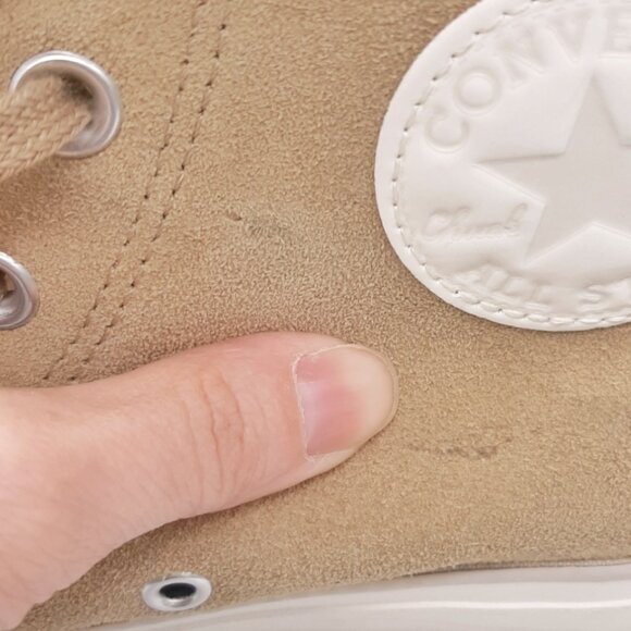 Converse Beige Tan Suede Platform High Top Shoes SZ 10 - Picture 11 of 13